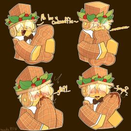 1boy bfad blocky_body blonde_hair blush clothed cockwaffle first_porn_of_character food food_in_mouth gay glasses hat male male_only nejajiku_nsfw questionable_selfsuck roblox roblox23074 roblox_avatar roblox_youtuber robloxian solo_male suggestive suggestive_posing sweat waffle waffletrades yellow_skin youtube youtuber youtuber_sona