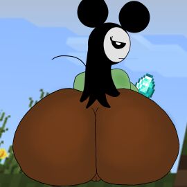 ass ass_focus big_ass blaze_(artist) copyright copyright_name copyright_request dark-skinned_female dark_skin disney disney+ disney_channel disney_xd elizabeth_mauza female miki_mausa minecraft misky34 mouse_ears oc original original_character