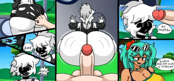 1boy 1boy1girl 1girls 2d 2d_(artwork) 2d_animation 2d_artwork 2girls 3d_background 6koma animated ass ass_ripple assjob beat_banger big_ass black_sclera blizcuka blue_hair brazilian_miku_(cosplay) buttjob comic cyan_hair dark-skinned_female dark_skin darkida_(classic) dialogue dick_on_ass duo faceless_male female hands_against_wall huge_ass light_blue_hair male maya_(blizcuka) motion_lines no_panties offscreen_male part_2 penis penis_awe penis_on_ass questionable_consent ribbon ripping_clothing rippling_ass roblox spanish_text speech_bubble sunglasses sunglasses_on_head surprise surprised tagme tearing_clothes tearing_pants text text_box thick_ass white_eyes white_hair
