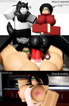 3d :3 anthro anthro_on_human anthro_penetrating anthro_penetrating_human apron apron_only ass balls big_ass big_balls big_belly big_breasts big_penis black_hair breast_expansion breast_growth breast_growth_(enlargement) breasts bred breeding clothed college_student cum cum_in_pussy cum_inside english_text female fertilization fucked_into_submission furman_(nonalterna) furry furry_balls glasses green_eyes housewife impregnation kitchen lactating lactation large_ass large_balls large_belly large_breasts male mating_press neck_tuft nonalterna ovum pancake penis pregnancy_tally pregnant pussy roblox romance skull_face sperm_meets_ovum spread_legs submissive submissive_female swollen_belly time_skip vaginal_penetration wagging_tail watermark white_shirt wife