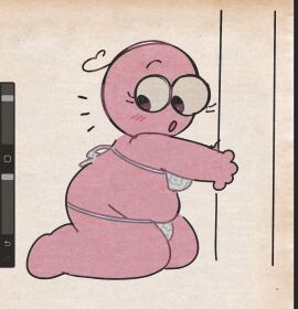 1girls bikini blush caught_off_guard chubby female genderswap genderswap_(mtf) kneeling petite pim_(smiling_friends) pink_body popeexoxo rule_63 self_upload shy skimpy smiling_friends surprised_expression swimsuit