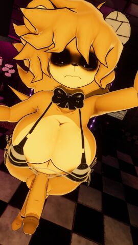 1futa 3d anthro big_breasts big_penis bikini black_eyes bowtie breasts five_nights_at_freddy's fnaf fredina's_nightclub from_above furry futa_only futanari golden_freddy_(fnaf) golden_fredina_(cally3d) intersex looking_at_viewer penis sloppydragons solo tagme type_0 vrchat
