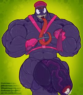 1boy 2024 balls biceps big_balls big_penis bludermaus bodily_fluids clothing dripping genital_fluids genitals gloves handwear harness hat headgear headwear huge_balls huge_cock humanoid hyper hyper_balls hyper_genitalia hyper_penis leather leather_clothing leather_gloves leather_handwear leather_harness leather_hat leather_headgear leather_headwear long_tongue looking_at_viewer male male_only marvel marvel_comics muscles muscular muscular_male pecs penis pink_clothing precum precum_drip saliva solo spider-man_(series) sweat sweaty_genitalia symbiote thick_penis tongue vein veiny_muscles veiny_penis venom_(marvel) whip yaoi