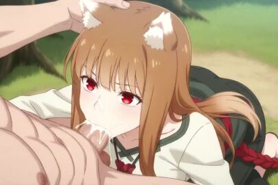 1boy 1boy1girl 1girls ai_generated all_the_way_to_the_base big_breasts blowjob breasts busty cfnm clothed clothed_female clothed_female_nude_male clothing cum cum_drip cum_dripping cum_in_mouth cum_in_nose cum_in_throat cum_on_breasts cumdrip deep_blowjob deep_throat deepthroat face_fuck face_fucking fellatio female forest hand_on_head head_grab holo huge_breasts irrumatio kneeling kneeling_female kneeling_oral_position male oral oral_penetration oral_sex ponytail spice_and_wolf straight tagme tattoo tattooed_arm video