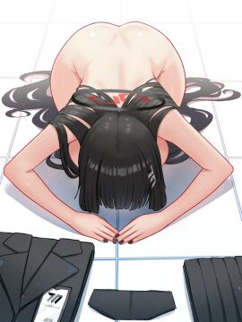 1girls barefoot blue_archive clothes_removed completely_naked completely_nude curvaceous curvy curvy_female dogeza female female_focus female_only full_body halo hi_res highres light-skinned_female light_skin long_hair mijikayo naked naked_dogeza naked_female nude nude_female rio_(blue_archive) slim_waist solo solo_female solo_focus thick_thighs thighs wide_hips