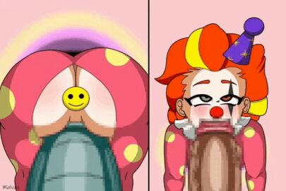 animated ass big_penis blowjob censored circus clown_girl female large_penis league_of_legends male malvas mosaic_censoring penis zoe_(league_of_legends)