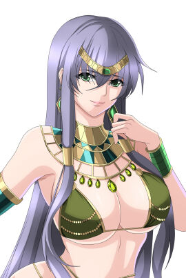 1girls athena_(saint_seiya) big_breasts bikini blonde_hair blue_eyes breasts cleavage dancer egyptian_clothes female ingridd88 jewelry large_breasts long_hair looking_at_viewer ponytail purple_hair saint_seiya saint_seiya:_the_lost_canvas sasha_(saint_seiya) smile solo swimsuit upper_body