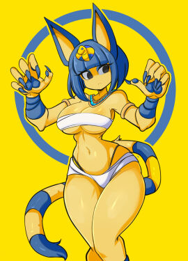animal_crossing ankha big_breasts breasts cleavage female furry huge_breasts lucyfercomic nintendo tagme thick_thighs wide_hips