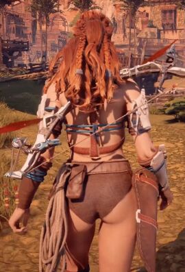 1girls 3d aloy animated ass back_view bow_(weapon) faith103 horizon_zero_dawn mod panties