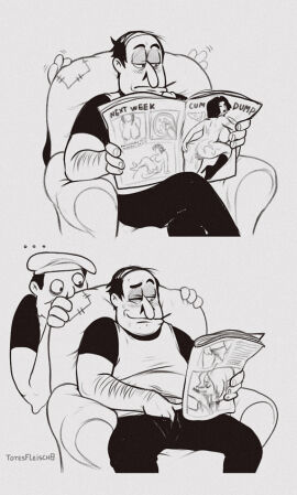 chubby fake_peppino finger magazine male masturbation peppino_spaghetti pizza_tower sitting totesfleisch8 voyeurism