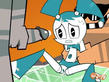 accurate_art_style animated animated_gif crater_critter cum cum_on_body cum_on_face female gif interspecies jenny_wakeman jerking_off loop mmf_threesome monster my_life_as_a_teenage_robot robot robot_girl rock_monster zone