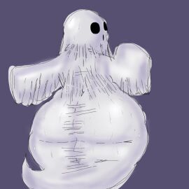 ambiguous_gender ass ass_bigger_than_head ass_cleavage big_ass big_butt butt_cleavage ghost looking_at_viewer remmy052175824 sheets spirit thick_ass thick_thighs trashboat