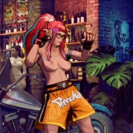 3d 3d_animation animated busty fatal_fury fatal_fury:_city_of_the_wolves female female_focus female_only glasses hourglass_figure long_hair mod ponytail preecha_(fatal_fury) red_hair rochestedorm snk topless wide_hips