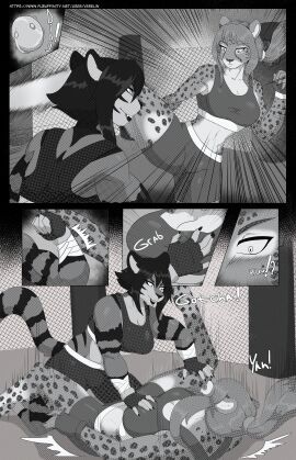2025 absurd_res anthro breast_grab breasts cheetah clothing comic cover duo felid feline female female/female fight hair hand_on_breast hi_res long_hair mammal monochrome pantherine ponytail smile sportswear standing tiger verelin wrestling wrestling_clothing wrestling_outfit