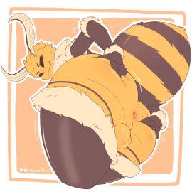 1boy absurd_res anthro anus arthropod arthropod_abdomen arthropod_boy ass ass_focus backsack balls ballsack bee bee_boy big_ass big_butt black_eyes feelers femboy from_behind genitals girly hi_res huge_ass huge_butt hymenopteran insect_boy insects looking_at_viewer looking_back looking_back_at_viewer male male_focus male_only monster_boy nude presenting presenting_ass presenting_hindquarters solo spread_ass spreading spreading_ass thick_thighs tinysmallman wide_hips yellow_body