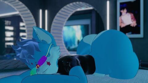 3d anthro anthro_only ass ass_focus bedroom blue_fur femboy furry furry_ass furry_only gay hobkin latex male tagme thick thick_ass thick_thighs toy vrchat vrchat_avatar vrchat_media wide_hips