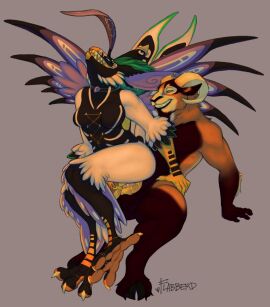 animal_humanoid anthro aven avian avian_feet avian_humanoid beak bird bird_humanoid bodily_fluids bovid brown_body brown_fur caprine claws dark_body dark_feathers feather_hair feather_tuft feathered_crest feathered_wings feathers female flabberd fur genital_fluids genitals goat green_body green_feathers head_crest hooves horn horned_humanoid humanoid hybrid jewelry looking_at_another looking_back looking_pleasured lube lube_drip male mammal markings multicolored_eyes multiple_piercings neck_tuft necklace on_bottom on_lap on_top orange_body orange_fur original_characters penetration penile penile_penetration penis penis_in_pussy piercing pseudo_hair purple_body purple_feathers pussy reverse_cowgirl_position sex sheep striped_markings stripes tail tail_feathers teeth tentacle toe_claws toothed_beak tuft vaginal_fluids vaginal_penetration white_body white_feathers wings yellow_eyes