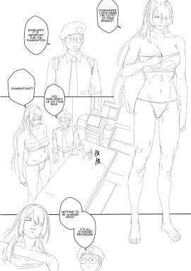 ak-15_(girls'_frontline) bed bikini female girls'_frontline glasses male medical_examination minuranakatawa muscular muscular_female original_character shorter_male taller_female