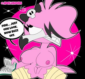 2025 annoyed anthro avian beak big_breasts bird black_eyes book book_and_boob bow_accessory bow_ribbon breasts dialogue digital_media_(artwork) english_text eyelashes eyeshadow female flamingo flamma genitals grey_eyeshadow hi_res holding_object jdone makeup meme navel navel_piercing nipples non-mammal_breasts nude nude_anthro nude_female piercing pink_body pink_nipples pussy simple_background solo speech_bubble teeth text