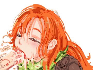1girls 2d blowjob blush closed_eyes color cum cum_in_mouth cum_on_cheek cum_on_face cum_on_penis cum_overflow curly_hair curtained_hair dota_2 ejaculation fellatio female green_scarf light-skinned_female light_skin lips long_bangs long_hair male off-color_semen offscreen_male parted_bangs penis pleasure_face ponytail popisya portrait red_hair russian_text scarf self_upload solo_focus steam tongue tongue_out valve white_background windranger young