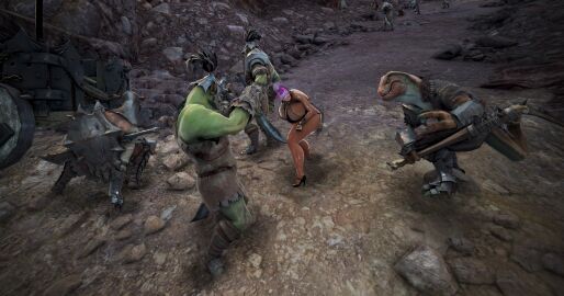 3d bdo beaten beaten_up bimbo black_desert_online body_writing breasts cow_tits cumdumpster dark-skinned_female dark_elf dark_skin day degradation elf elf_female elves female huge_breasts humiliation lizardman male onahole orc orc_male outdoors rhutum saunil screenshot tattoo tattoos