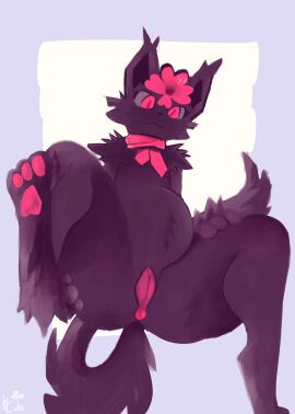 2024 anthro anus arm_tuft artist_name ass belly big_ass big_butt blush cheek_tuft clitoris colored cqill crouching digital_drawing_(artwork) digital_media_(artwork) digital_painting_(artwork) english_text facial_tuft felid feline female flower flowercat full-length_portrait fur genitals hair hi_res highlights_(coloring) huge_ass huge_butt humanoid_genitalia koffeecake looking_at_viewer looking_down mammal nude pawpads plant plump_labia portrait pussy red_anus red_eyes red_flower red_pawpads red_pussy red_scarf scarf shaded shoulder_tuft signature simple_background smile solo spread_legs spreading squatting_position tail tail_tuft text thick_thighs tuft wide_hips