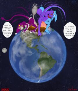 anthro balls balls_touching big_balls big_feet big_penis billsabouman bodily_fluids city clothing comic deity demon destruction dialogue digital_media_(artwork) duo earth english_text erection feet fish genitals hi_res huge_balls huge_cock hyper hyper_balls hyper_genitalia hyper_penis imp jester macro male male/male male_penetrating mammal marine moon musk musk_clouds musky_balls musky_cock nipples nude open_mouth penetration penile penis planet raised_tail sex smile space speech_bubble star tail tail_motion teeth terra_macro text toes void xsad_manx_(artist)