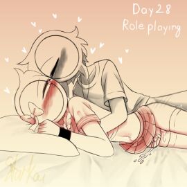 2boys alan_becker anal anal_sex anus bed black_body black_hair circle_head gay gay_sex high_school high_socks hugging kissing laying_on_bed laying_on_side long_hair male male/male male_only necklace red_body red_eyes red_hair red_skin roleplay sex side_view simple_background skirt skirt_lift starkai stickman stockings stomach_bulge the_chosen_one_(animator_vs_animation) the_dark_lord_(animator_vs_animation) tied_hair yaoi