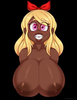 1girls 2024 2d areolae artist_name artist_signature big_areola big_breasts big_nipples black_background blonde_hair blush blush_lines blushing bow braces breasts breasts_bigger_than_head breasts_out bust_portrait clenched_teeth collarbone dark-skinned_female dark_nipples dark_skin eyebrows_visible_through_hair eyelashes female female_only front_view glasses happy_female hi_res high_resolution highres huge_areolae huge_breasts huge_nipples large_areolae large_breasts lips long_hair looking_at_viewer mehdrawings mole mole_under_eye nerd nerdy_female nipples no_bra nude nude_female oc original original_character pink_eyes portrait puffy_areola puffy_nipples round_glasses shiny_skin simple_background smile smiling_at_viewer solid_color_background solo teeth text topless topless_female watermark