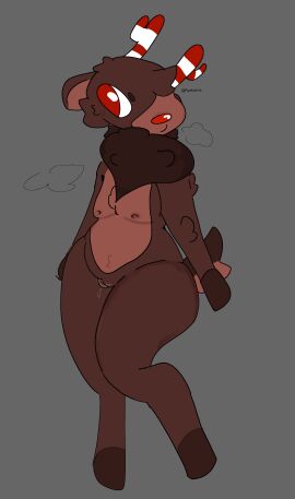 anthro artist_request brown_fur cervid christmas dandy's_world deer female furry furry_tail pussy red_eyes red_nose reindeer roblox roblox_game rudie_(dandy's_world) rule_63