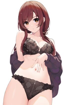 1girls arm_behind_back bare_arms bare_belly bare_chest bare_hands bare_hips bare_legs bare_midriff bare_navel bare_shoulders bare_skin bare_thighs belly belly_button black_coat black_jacket black_topwear blush blush_lines blushing_at_viewer blushing_female bra breasts brown-eyed_female brown-haired_female brown_eyebrows brown_eyes brown_hair busty busty_female busty_teenager cleavage coat collarbone dot_nose embarrassed embarrassed_female exposed exposed_arms exposed_belly exposed_legs exposed_midriff exposed_shoulders exposed_thighs eyebrows_visible_through_hair female female_focus female_only fingernails fingers gin00 groin hair_between_eyes half_naked half_nude hand_behind_back hand_hand_on_own_belly hand_on_own_stomach hand_on_stomach high_resolution highres idolmaster idolmaster_shiny_colors jacket lean_figure legs legs_together light-skined_female light-skinned_female light_skin long_hair looking_at_viewer looking_down looking_down_at_viewer medium_breasts naked naked_female navel nude nude_female nudity open_coat open_jacket open_topwear osaki_amana panties parted_bangs pussy shoulders simple_background slender_body slender_waist slim_female slim_waist solo spreading_navel standing teenage_female teenager thick_thighs thighs thin_waist topwear twintails twintails_(hairstyle) underboob underwear upper_body v-line white_background