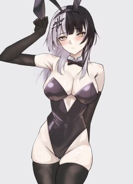 arm_on_ass arm_on_butt arm_up armpit armwear belly big_breasts big_chest big_hips black_and_white_hair black_armwear black_bow_tie black_bowtie black_bunnysuit black_elbow_gloves black_eyebrows black_eyebrows_female black_gloves black_hair black_leggings black_leotard black_long_gloves black_long_socks black_rabbit_ears black_socks blush blush_lines blushing_at_viewer blushing_female blushlines bow_tie bowtie breasts bunnysuit chest ear elbow_gloves eyebrows eyebrows_visible_through_hair fake_animal_ears fake_rabbit_ears female female_only gloves hand_holding_object high_resolution hips hololive hololive_english hololive_english_-advent- horny horny_female leggings leotard light-skinned_female light_skin long_gloves long_socks medium_black_and_white_hair medium_hair medium_hair_female neckerchief nurizza_ilst(artist) questionable_clothing rabbit_ears reflection reflective_body reflective_clothing reflective_skin revealing revealing_clothes revealing_clothing revealing_thighs sexy sexy_body sexy_female sexy_woman shiori_novella shy shy_expression shy_female slim_body socks sweat sweat_on_face sweatdrop thick_boobs thick_breasts thick_thighs thighs tummy upscaled vtuber vtuberfanart waifu2x white_hair white_neckerchief woman woman_only yellow_eyes yellow_eyes_female