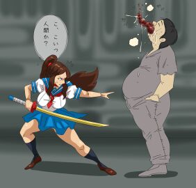 kamiyama_reika ponytail sailor_uniform school_uniform のの_(pixiv_id_69399162)