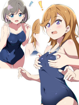 ! !! 2girls absurd_res absurdres bare_armpits bare_arms bare_hands bare_legs bare_shoulders bare_skin bare_thighs belly belly_button bikini blue-eyed_female blue_bikini blue_eyes blue_one-piece_swimsuit blue_swimsuit blue_swimwear blush blushing_female borgbutler breast_grab breast_grab_from_behind breast_grabbed_from_behind breasts brown-haired_female brown_eyebrows brown_hair collarbone dot_nose elbows embarrassed embarrassed_female excited excited_face excited_female eyebrows_visible_through_hair female female_focus female_only fingernails fingers grabbing_breast grabbing_breasts grabbing_breasts_from_behind grey-haired_female grey_eyebrows grey_hair groin hair_between_eyes half_naked high_resolution highres hourglass_figure legs light-skinned_female light_skin long_hair love_live! love_live!_superstar!! medium_breasts medium_hair navel one-piece_swimsuit petite petite_body petite_breasts petite_female purple-eyed_female purple_eyes pussy shibuya_kanon short_hair shoulders sideboob simple_background slender_body slender_waist slim_female slim_waist small_breasts smile smiling solo standing swimsuit swimwear tang_keke thick_thighs thighs thin_waist upper_body v-line wavy_mouth white_background wide_hips yuri