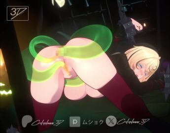 3d anal animated anime_style blonde_hair bondage chained chains colorless_3d dungeon halloween light-skinned_female monster_girl no_sound octopus stockings submissive submissive_female tagme thiren video yidhari_murphy zenless_zone_zero
