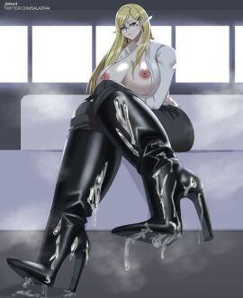 1girls big_breasts black_boots boot_fetish bootjob boots breasts busty cum cum_drip cum_on_boots curvaceous curvy curvy_body curvy_female curvy_figure elbow_gloves female female_only femdom footjob footjob_with_legwear gloves high_heel_boots high_heels jeans large_breasts leather leather_boots leather_gloves long_hair looking_at_viewer office office_clothing office_lady older_female original original_character original_characters pants salazr4 shoejob tease thighs tight_clothes tight_clothing tight_fit tight_pants