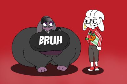 2024 absurd_res alternative_fashion anthro ass backpack belly big_ass big_belly big_breasts big_butt big_feet big_nipples big_pussy black_clothing black_eyebrows black_eyes black_eyewear black_glasses black_hair black_shirt black_topwear blue_eyes bottomwear breasts bucket buckteeth camel_toe cameltoe carrot citrusbunny17 clothing colored container digital_media_(artwork) duo electronics eyebrows eyeshadow eyewear feet female food footwear front_view generation_8_pokemon genitals glasses goth grey_body grey_bottomwear grey_clothing grey_ears grey_hair grey_pants hair hi_res highlights_(coloring) holding_bucket holding_container holding_object holding_phone hoodie huge_ass huge_belly huge_breasts huge_butt huge_nipples huge_thighs hyper hyper_ass hyper_breasts hyper_butt hyper_genitalia hyper_pussy jewelry lagomorph leporid makeup male mammal necklace nintendo nipple_outline nipples original original_character original_characters overweight overweight_anthro overweight_female pants phone plant pokemon pokemon_(species) purple_eyeshadow purple_nose pussy rabbit raboot red_background red_clothing red_footwear red_hoodie red_shoes red_topwear robbie_(citrusbunny17) rochelle_(reathe) shaded shirt shoes short_stack simple_background skull_necklace smile teeth text text_on_clothing text_on_shirt text_on_topwear thick_thighs tight_clothing topwear vegetable white_body white_ears white_hair yellow_inner_ear yellow_nose