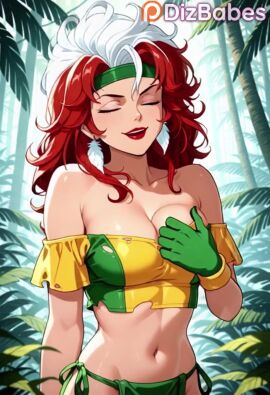 1girls ai_generated animated anna_marie breast_grab breast_squeeze breasts breasts_out cleavage clothes_pull crop_top dizbabes exposed_breasts feather_earrings female female_only gloves grabbing_own_breasts green_eyes headband lipstick looking_at_viewer makeup marvel midriff multicolored_hair navel off_shoulder parted_lips playing_with_breasts pulling_clothing red_hair red_lips ripped_clothing rogue_(x-men) savage_land shirt_pull smiling_at_viewer solo_female squeezing_breast squished_breasts stable_diffusion superheroine tagme teasing torn_clothes torn_clothing two-tone_hair undressing upper_body video white_hair x-men