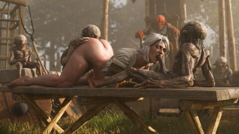 3d ass ass_grab ass_up belethor's_smut blowjob breasts bubble_ass bubble_butt cd_projekt_red ciri cunnilingus eating_ass fellatio female freckles gloves green_eyes light-skinned_female light_skin male mascara monster nekker nipples nude oral oral_sex outdoors penis scar sucking_penis the_witcher_(series) the_witcher_3:_wild_hunt white_hair witcher_medallion