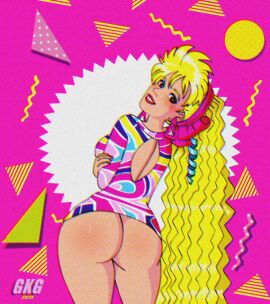 1990s 1990s_(style) 90s 90s_clothing ass barbie_(franchise) barbie_roberts female female_only gkg long_hair looking_back nopan totally_hair_barbie