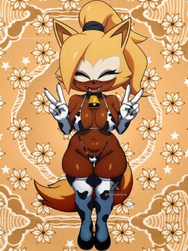cow_print elbow_gloves female furry genyacero sega sonic_(series) string_bikini thighhighs whisper_the_wolf