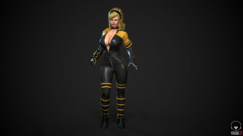 1girls big_breasts blonde_hair bodysuit brown_eyes busty busty_female curly_hair curvy eu_jin female gloves hairband huge_breasts king_of_fighters latex leather lien_neville light-skinned_female light_skin long_hair looking_at_viewer smiling standing thick thick_thighs tight_clothes tight_clothing voluptuous voluptuous_female wide_hips xaiarts xaiartz