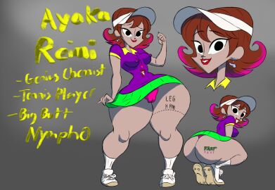 ayaka_reimi big big_ass big_thighs coochcoach nipple_piercing panties red_hair tennis_uniform