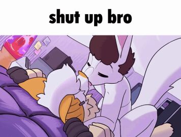 animated dosent fur furry furry_only gay kissing male male/male meme original_character shut_up text yaoi