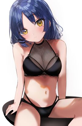 1girls absurd_res absurdres arm_support bare_arms bare_belly bare_hands bare_hips bare_legs bare_midriff bare_navel bare_shoulders bare_skin bare_thighs belly belly_button bikini bikini_bottom bikini_only bikini_top black_bikini black_bikini_bottom black_bikini_only black_bikini_top black_swimsuit black_swimwear blue-haired_female blue_eyebrows blue_hair blush blush_face blush_lines blushed_face blushing_at_viewer blushing_face blushing_female bocchi_the_rock! breasts cleavage collarbone dot_nose exposed_arms exposed_belly exposed_hips exposed_legs exposed_midriff exposed_navel exposed_shoulders exposed_skin exposed_thighs eyebrows_visible_through_hair female female_focus female_only fingers green-eyed_female green_eyes groin hair_clips hairclip hairclips head_tilt high_resolution high_school_student highres lean_figure legs light-skined_female light-skinned_female light_skin looking_at_viewer medium_breasts medium_hair midriff mole mole_undere_eye narrow_waist navel neutral_expression parted_bangs schoolgirl shoulders simple_background sitting slender_body slender_waist slim_female slim_waist smooth_skin solo sunya_(honorin-yuunibo) swimsuit swimwear teenage_female teenager thighs thin_waist tilted_head upper_body v-line white_background yamada_ryou