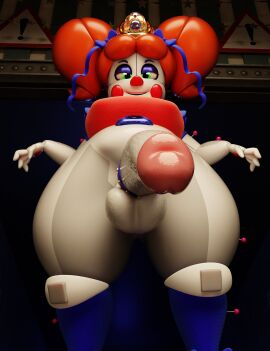 3d animatronic baby_(fnafsl) balls ballsack big_balls big_belly big_cock big_cocks blue_stockings bow bow_in_hair bow_ribbon circus_baby circus_baby_(fnaf) circus_queen_(justaperson) clown clown_girl crown dickgirl exposed_penis female five_nights_at_freddy's five_nights_at_freddy's:_sister_location futanari ginger ginger_hair green-eyed_female green_eyes huge_balls huge_cocks intersex jordevoir justaperson_queendom looking_at_viewer orange_hair penis pov presenting presenting_penis red_hair robot robot_girl sister_location smile smiling smiling_at_viewer solo solo_futa stockings taker_pov testicles thick thick_thighs tiara white_body white_skin white_skin_(monochrome) winking_at_viewer