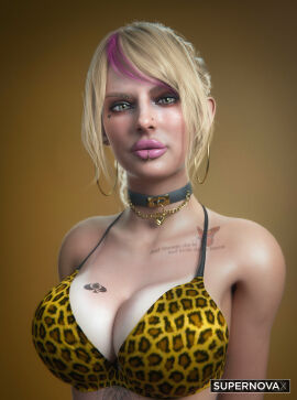 1girls 2025 3d artist_name ashley_graham ashley_graham_(ella_freya) bare_shoulders bikini bimbo bimbo_lips bimbofication bimbofied blonde_hair breasts capcom choker curvaceous curvy curvy_body curvy_female curvy_figure earrings female green_eyes hair_intakes hoop_earrings large_breasts leopard_print leopard_print_bikini light-skinned_female light_skin lip_piercing long_hair looking_at_viewer makeup mature_female nose_piercing piercing pink_lipstick qos qos_tattoo queen_of_spades queen_of_spades_tattoo resident_evil resident_evil_4 resident_evil_4_remake simple_background supernovax tattoo thick_lips upper_body