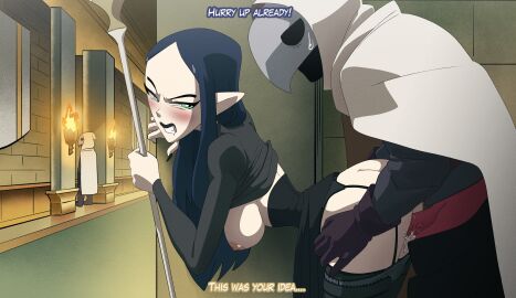 1boy 1girls black_hair coolerinker female green_eyes hidden_sex inkershike lilith_clawthorne male mask the_owl_house