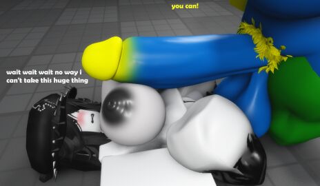 1futa 1girls 3d ass baseplate big_ass big_breasts big_penis black_hair breasts cock english_text female futa_on_female futanari huge_breasts imminent_sex intersex noob penis pumpkinlesspie roblox roblox_avatar robloxian scared scared_expression tagme tagme_(artist) text thick_thighs too_big white_body