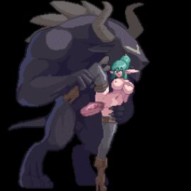 1boy 1girls animated anthro ass big_ass big_breasts black_legwear black_thighhighs boots breasts clothing cum cum_in_pussy cum_inside cum_overflow defeated defeated_heroine elf elf_ears elf_female female femsub fit fit_female from_behind game_cg green_eyes green_hair high_heels hourglass_figure interspecies karnedraws large_breasts larger_male light-skinned_female light_skin long_hair male maledom mature_female mature_male minotaur monster monster_cock monster_rape naked_thighhighs nipples open_mouth penetration penis pixel_art pointy_ears pussy restrained sex sex_from_behind size_difference slim slim_waist smaller_female spread_legs standing_on_one_leg standing_sex tamer_vale teratophilia thick_thighs thighhighs thighs transparent_background vaginal_penetration wide_hips